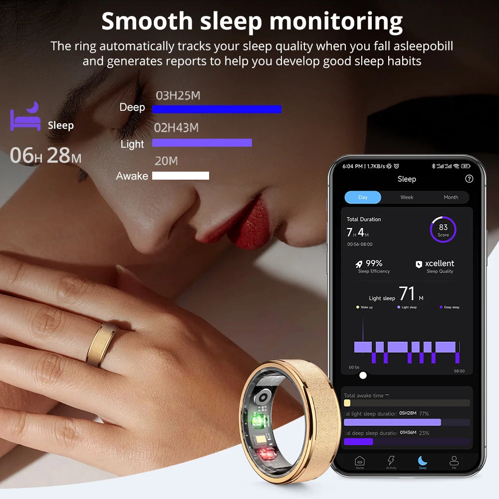 Smart Ring – Health &amp; Sleep Tracker with Charging Case, Waterproof, Multi-Sport Mode